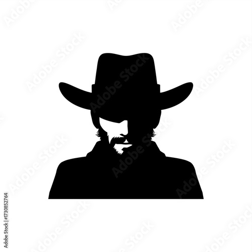 simple silhouette of cowboy bandit head vector	
