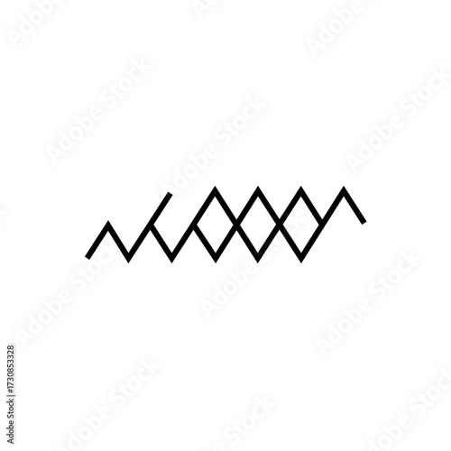 Abstract line art icon of an expanding zig-zag pattern resembling a retractable barrier or a series of diamond shapes, symbolizing growth, extension, and dynamic movement.