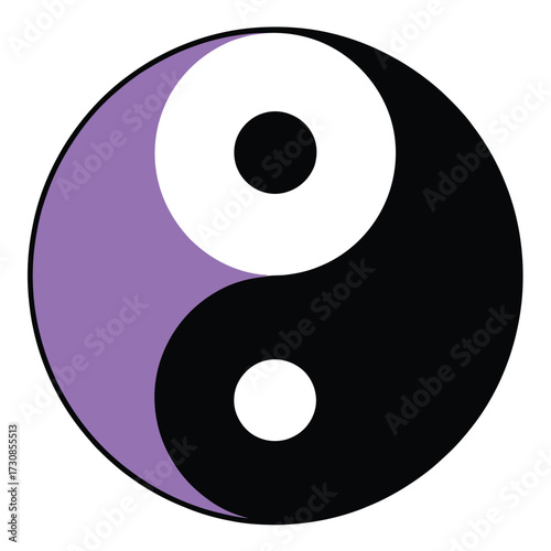 Yin Yang symbol with unique purple color for balance and harmony concept