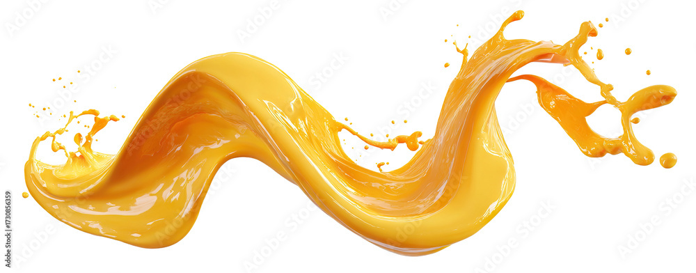 Fototapeta premium Splash of fresh mango juice in motion, isolated on transparent cutout background