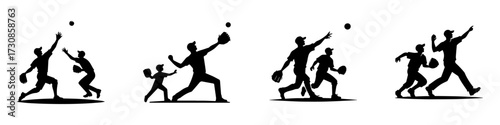 Modern Minimalist Men Throwing Baseball Icon, Flat Silhouette of a Pitching Action Vector for Athletic Illustration Design