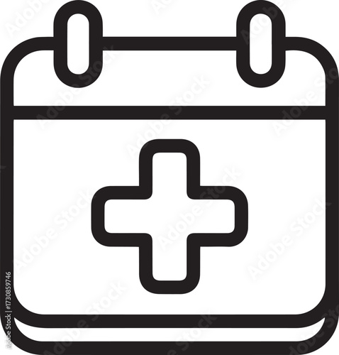 Medical Calendar Icon with Plus Symbol