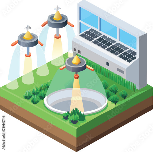 Vector astronaut harvesting glowing alien plants in zero gravity