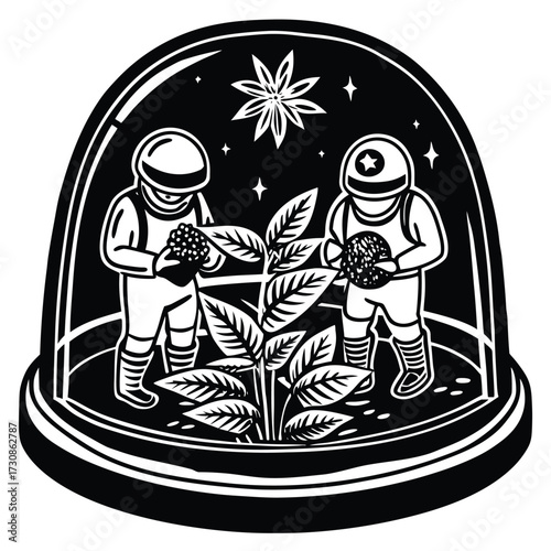 Vector icon illustration of a pirate ship cartoon and a pirate with a treasure chest, using a circle stamp design