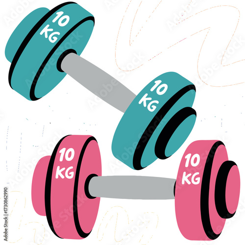Fitness dumbbells 10kg weight training exercise equipment vector art vector
