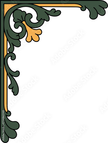 Ornate cast iron corner bracket decorative vintage architectural element vector