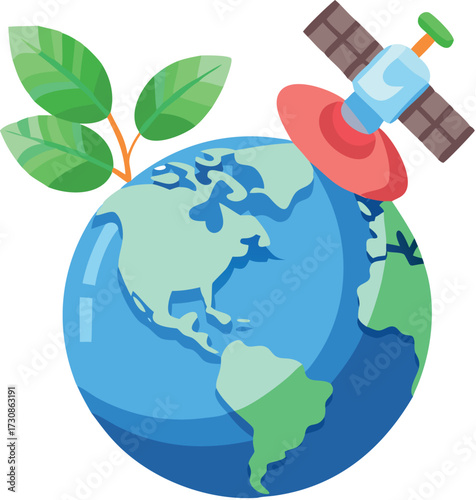 Save the planet with a green leaf and tree symbol of eco-global nature and ecology concept