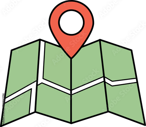 Hand-drawn map pin location navigation destination vector