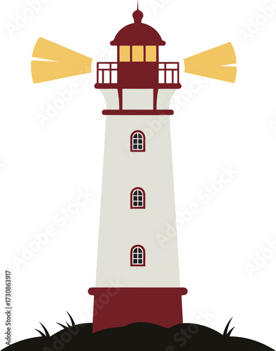 Coastal beacon guiding ships at sea nautical navigation symbol vector