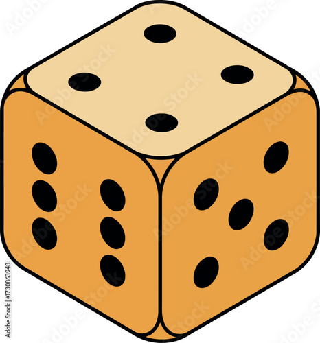 Orange dice game cube isolated on white vector