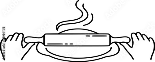 Dough rolling line icon. bakery concept of cake rolling, pizza rolling symbol vector