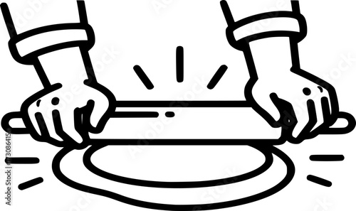 Dough rolling line icon. bakery concept of cake rolling, pizza rolling symbol vector