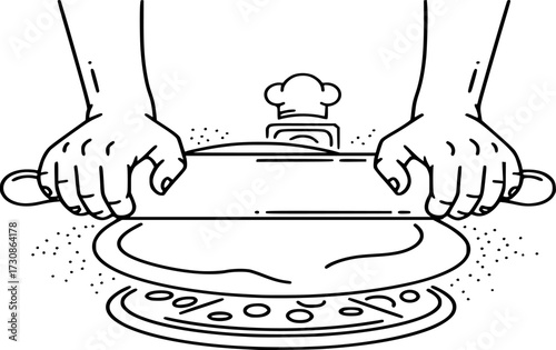 Dough rolling line icon. bakery concept of cake rolling, pizza rolling symbol vector