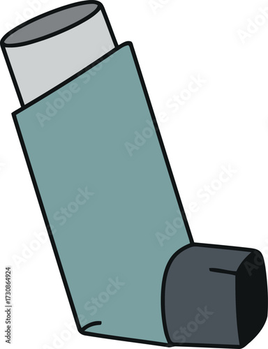 Asthma inhaler medical device illustration breath difficulty relief vector
