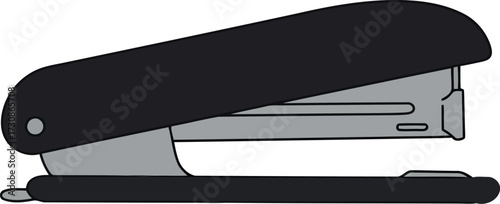 Modern black stapler office supply equipment close up studio shot vector