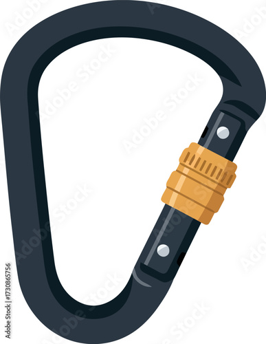 D shaped climbing carabiner safety lock gear outdoor adventure vector