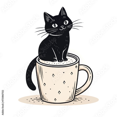 cat with cup of tea