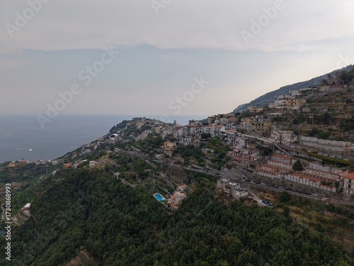Coastal town on the Amalfi Coast overlooking the Tyrrhenian Sea