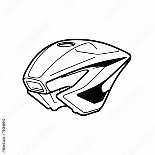 Sleek, aerodynamic motorcycle fuel tank design, clean line art illustration