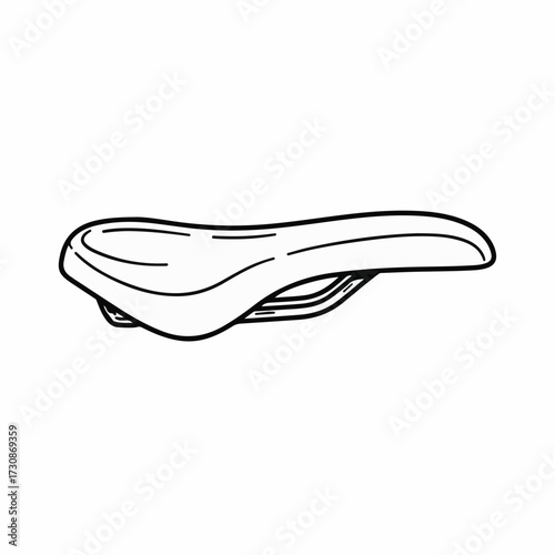 Simple line drawing of a bicycle saddle, isolated on white background.