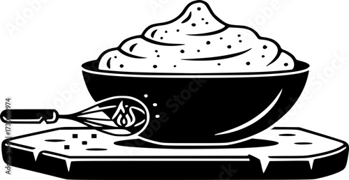 spice batter in stone slab icon. cooking line icon concept vector