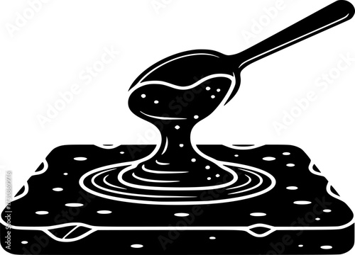 spice batter in stone slab icon. cooking line icon concept vector