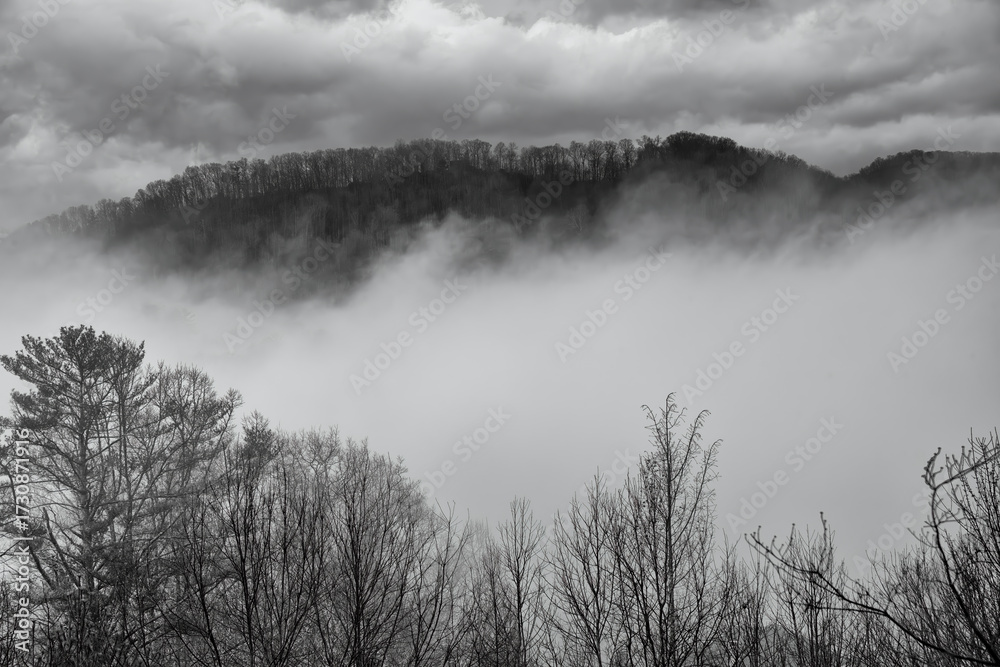 Fototapeta premium Mist Setting in on the Blue Ridge Mountains, North Carolina