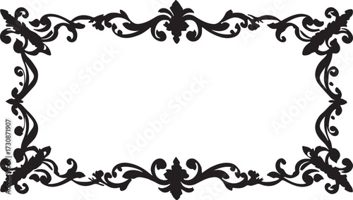 vintage floral corner ornaments. Elegant baroque frame decorations in black vector for invitations, borders, design, and décor art