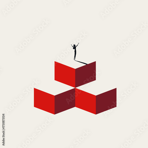 Businesswoman Celebrating Victory on a Podium. Business Success, Achievement, and Leadership Concept.