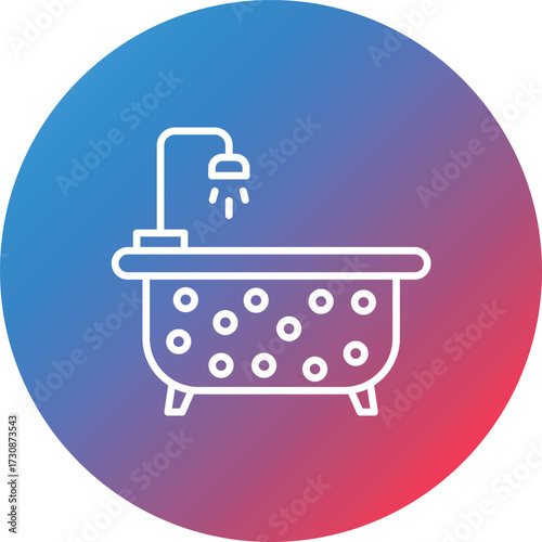 Bathtub Line Gradient Circle Background Icon
