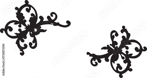 vintage floral corner ornaments. Elegant baroque frame decorations in black vector for invitations, borders, design, and décor art