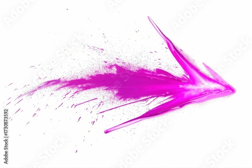 Magenta arrow dynamic paint burst explosion direction icon graphic design on transparent background