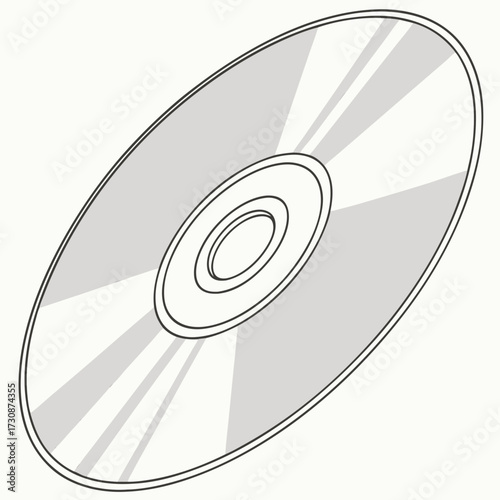 Isolated compact disc illustration with a simple design on a white background