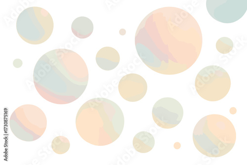 Yellow pastel butter floating aqua softly pink spheres pale illustration vector translucent