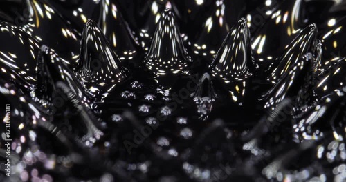 Magnetic fluid. Ferrofluid. Black liquid surface. Abstract background.