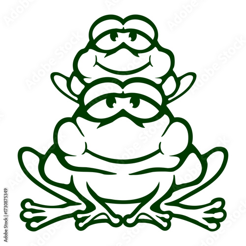 Frog Child Family Father Mother Piggyback Dad Mom Drawing