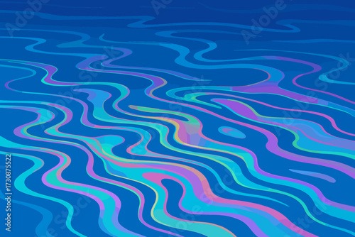 Gradient iridescent water vector rippling illustration magenta oil blue hues slick