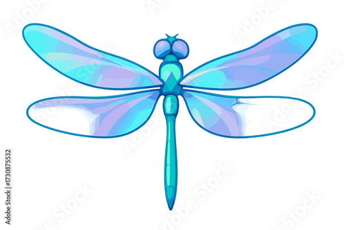 Emerald elegance gradients vector dragonfly lilac iridescent illustration gradient cyan reflecting wings