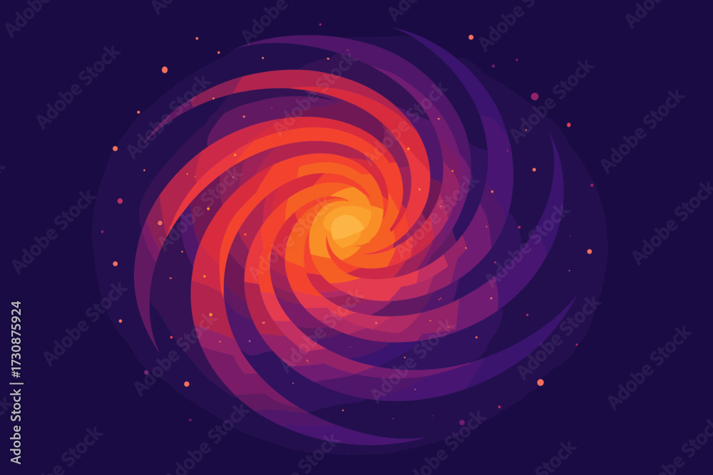 Fototapeta premium Nebula outward gradients orange radiating violet radiance layers illustration spiral vector red