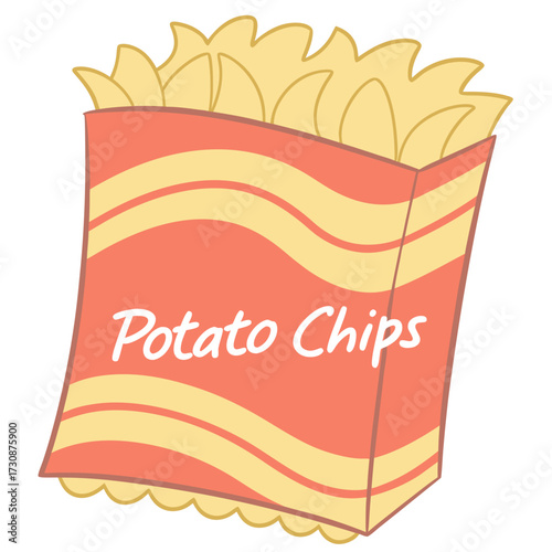 Delicious potato chips bag vector illustration for snack lovers and foodies craving crispy potato chips