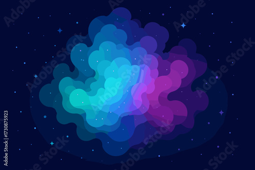 Dense gradients blue green glowing nebula emerald vector sapphire magenta illustration