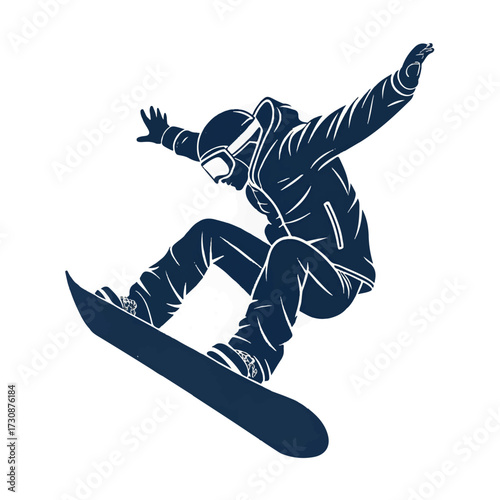 snowboarder jumping vector illustration