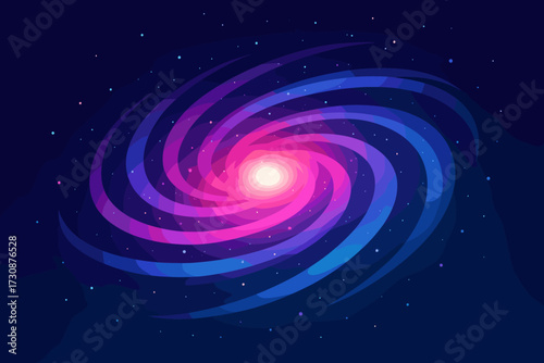 Arms luminous spectrum spiral turquoise gradients glowing pink illustration galactic vector around