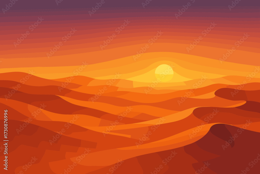 Obraz premium Horizon vector tones illustration gradient dunes desert shifting across sunset