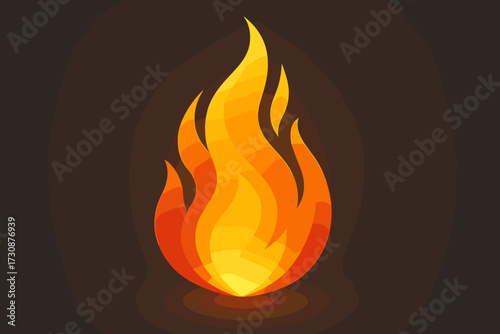 Torch glowing upward fading stylized gradient flame vector smooth illustration
