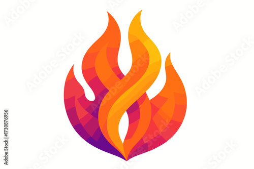 Gradient illustration tones twin layers intertwining intertwined vector flames overlapping vibrant