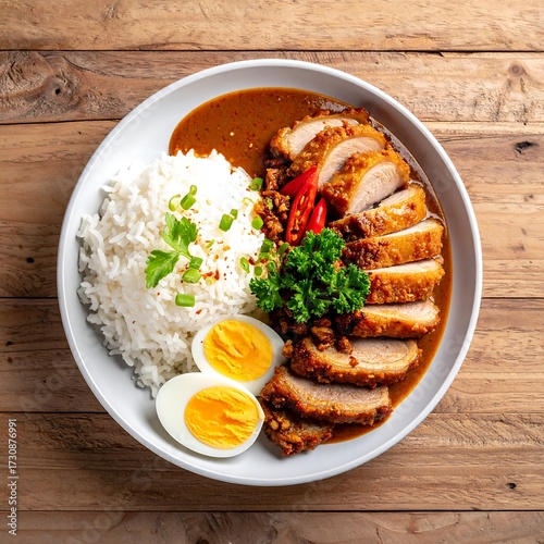 Delicious Pork Curry Rice Bowl.