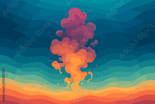 Illustration waves cloud spreading underwater gradient vector ink dissolving into