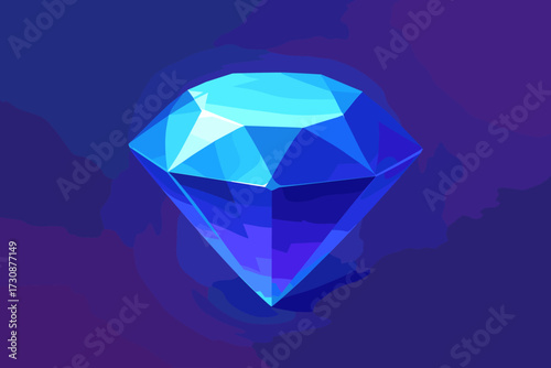 Gradient blues shine layered illustration reflecting purples sapphire glowing jewel vector