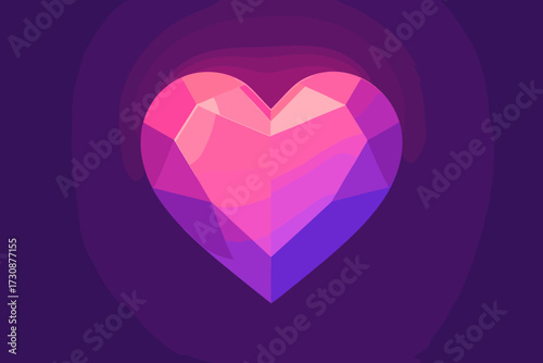 Illustration glowing vector heart jewel tones gradient colorful abstract stylized vibrant radiant